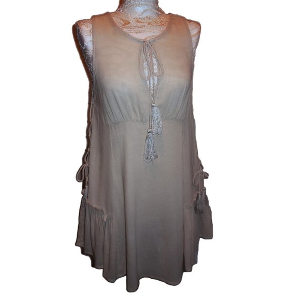 Dress Sleeveless summer ivory minidress sundress summer M - Picture 3 of 8